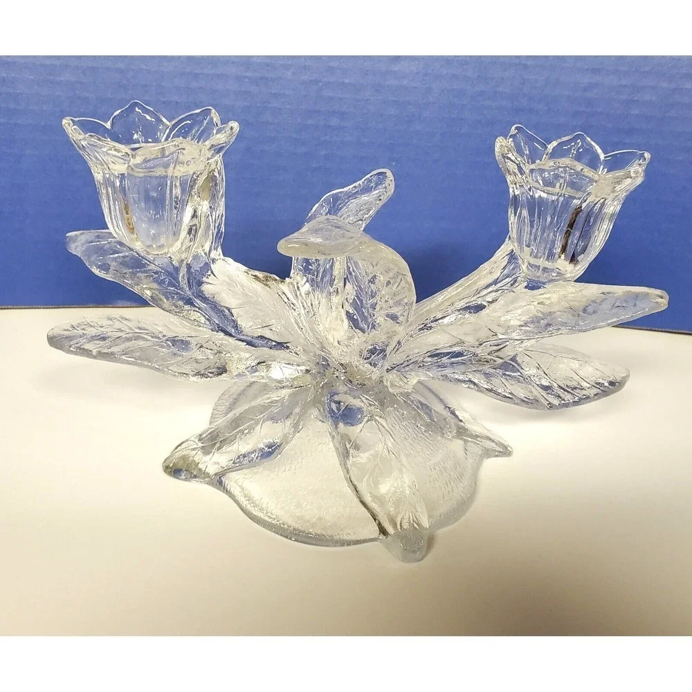 Vintage Cambridge Everglade Double Light Candle‎ Holder  Clear Glass